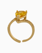 shoucka Glamorous Yellow Pear Cut Solitaire Ring | Gold-Plated & Adjustable