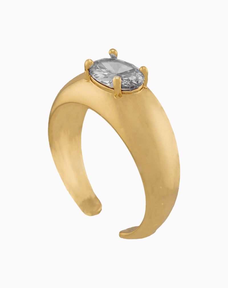 RIWGOCXX01000035 shoucka Modern Dome Statement Ring | Matte Gold-Plated & Adjustable