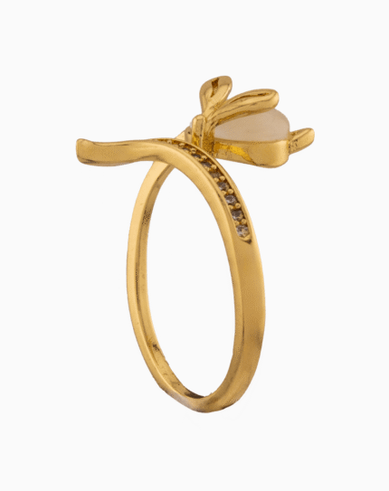 shoucka Fantasy Fox Ring | Matte Gold with Opal & Crystal