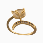 shoucka Fantasy Fox Ring | Matte Gold with Opal & Crystal