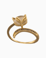 shoucka Fantasy Fox Ring | Matte Gold with Opal & Crystal