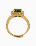 shoucka Luxury Emerald Halo Ring | Gold-Tone Green Crystal