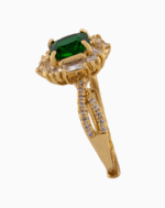 shoucka Luxury Emerald Halo Ring | Gold-Tone Green Crystal