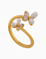shoucka Pearl & Crystal Butterfly Open Ring | Gold-Tone Adjustable