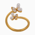 shoucka Pearl & Crystal Butterfly Open Ring | Gold-Tone Adjustable