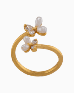 shoucka Pearl & Crystal Butterfly Open Ring | Gold-Tone Adjustable