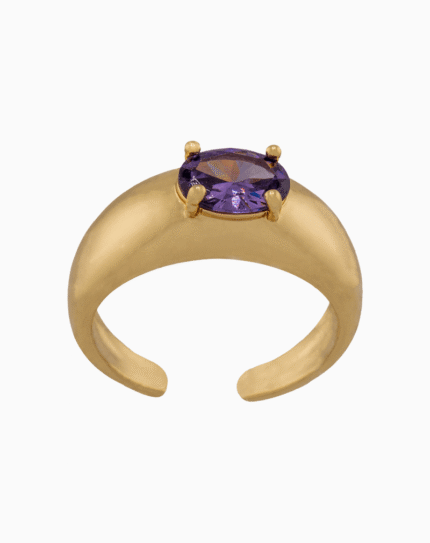 shoucka Modern Dome Statement Ring | Matte Gold & Purple Stone