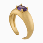 shoucka Modern Dome Statement Ring | Matte Gold & Purple Stone