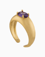 shoucka Modern Dome Statement Ring | Matte Gold & Purple Stone