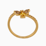 shoucka Dainty Honey Bee Ring | Gold with Yellow & White Crystals