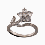 shoucka Crystal Flower Statement Ring | Silver-Tone Adjustable