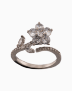 shoucka Crystal Flower Statement Ring | Silver-Tone Adjustable