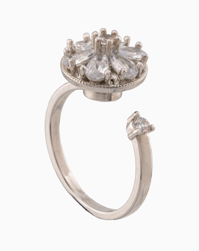 shoucka Vintage Sunflower Halo Ring | Silver-Tone Adjustable