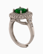 shoucka Royal Green Double Halo Ring | Silver-Tone Emerald Color