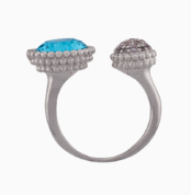 صفحه اصلی Shoucka Open Silver Plated Ring for Women with Turquoise & Purple Crystal Stone