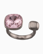Shoucka Women’s Open Silver Plated Ring with Pink Cube Crystal – Chic & Girly Accessory