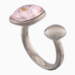 Shoucka Women’s Open Silver Plated Ring with Pink Cube Crystal – Chic & Girly Accessory