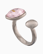 Shoucka Women’s Open Silver Plated Ring with Pink Cube Crystal – Chic & Girly Accessory
