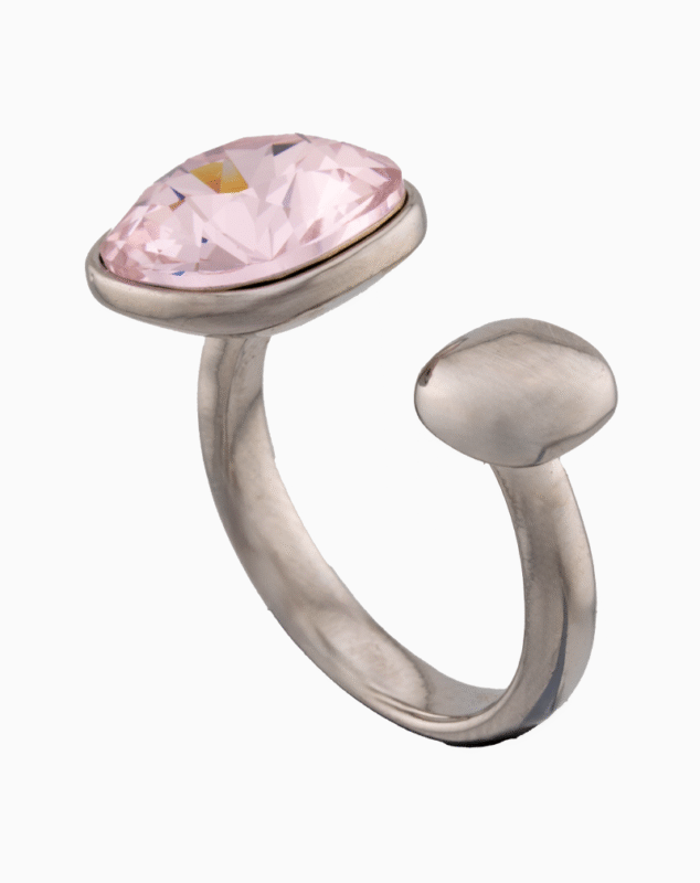 Shoucka Women’s Open Silver Plated Ring with Pink Cube Crystal – Chic & Girly Accessory