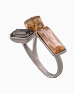 Shoucka Women’s Open Silver Plated Ring with Geometric Crystals – Unique Minimalist Style