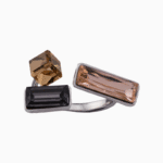 Shoucka Women’s Open Silver Plated Ring with Geometric Crystals – Unique Minimalist Style