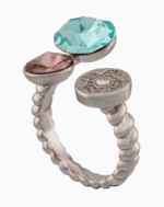 Shoucka Women’s Open Silver Ring with Crystal Flower & Colored Stones – Modern Artistic Statement
