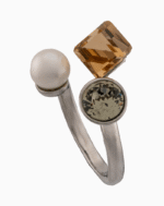 Women’s Silver Plated Geometric Stone Ring with Crystal & Imitation Pearl | shoucka