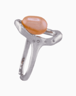 Women’s Silver Modern Ring with Oval Pink Pearl | shoucka
