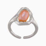 Women’s Silver Modern Ring with Oval Pink Pearl | shoucka