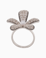 shoucka Coco Blossom Statement Flower Ring | Silver & Pearl