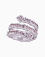 shoucka Baguette Spiral Wrap Ring | Silver-Tone (Rhodium Plated)