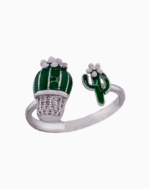 shoucka Funky Cactus Enamel Open Ring | Silver-Tone & Adjustable