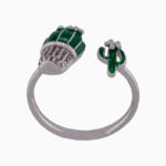 shoucka Funky Cactus Enamel Open Ring | Silver-Tone & Adjustable