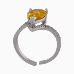 shoucka Modern Yellow Pear Cut Solitaire Ring | Silver-Plated & Adjustable