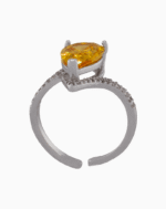 shoucka Modern Yellow Pear Cut Solitaire Ring | Silver-Plated & Adjustable