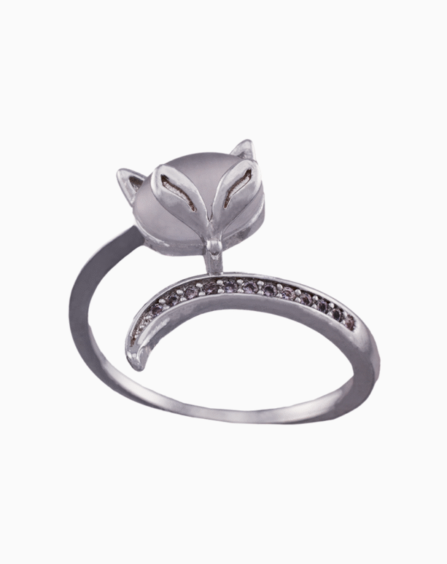 shoucka Fantasy Fox Ring | Silver with Opal & Crystal