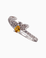 shoucka Bee Design Ring | Silver-Tone with Yellow Stone & Crystals