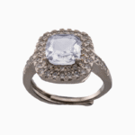 shoucka Bridal Double Halo Ring | Silver-Tone Crystal Cushion Cut