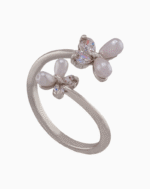 shoucka Pearl & Crystal Butterfly Open Ring | Silver-Tone Adjustable