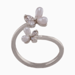 shoucka Pearl & Crystal Butterfly Open Ring | Silver-Tone Adjustable