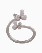 shoucka Pearl & Crystal Butterfly Open Ring | Silver-Tone Adjustable
