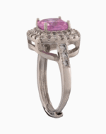 shoucka Pink Cushion Cut Double Halo Ring | Silver-Tone Adjustable