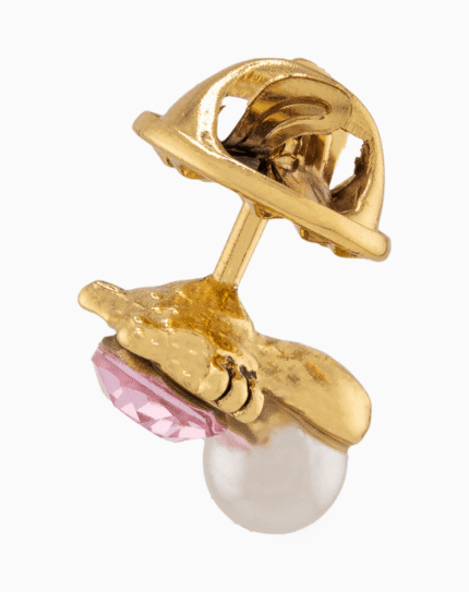 Shoucka Cute Cat Lapel Pin | Crystal & Pearl Gold-Tone Badge