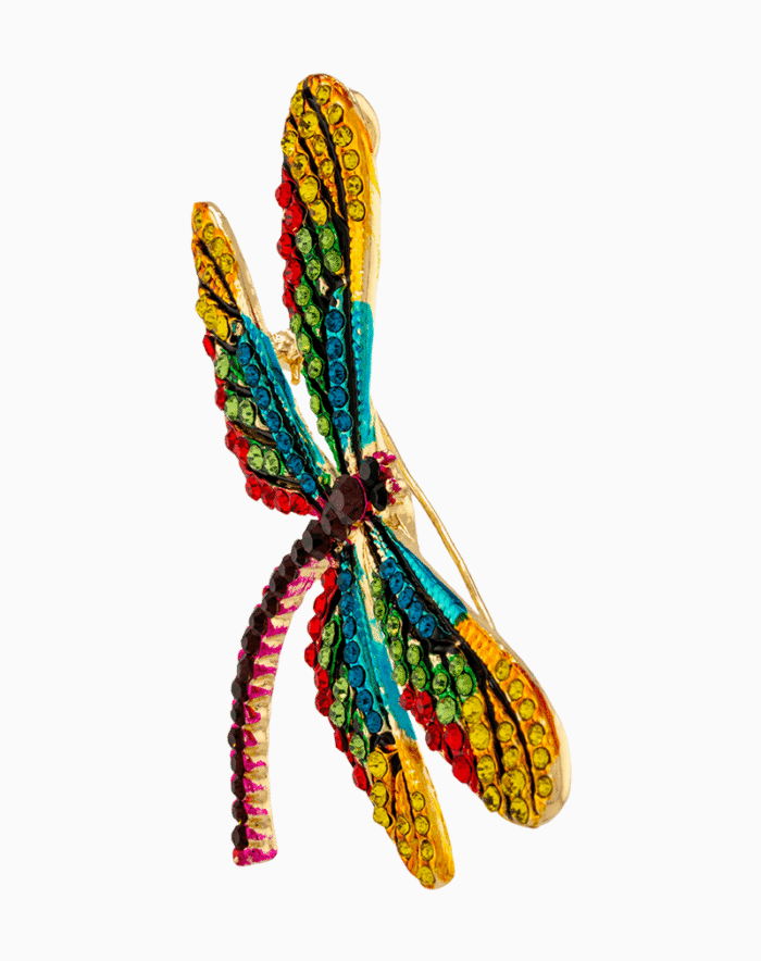 سنجاق سینه شوکا طرح سنجاقک کریستالی رنگارنگ - Image 2