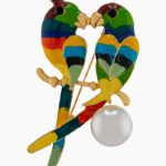 `Shooka Colorful Love Birds Brooch