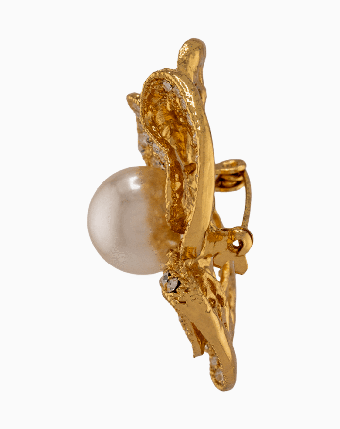 `Shooka Pearl & Crystal Flower Brooch
