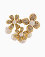 `Shooka Pearl & Crystal Flower Cluster Brooch