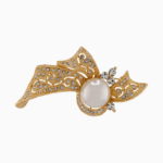 `Shooka Gold-Tone Pearl & Crystal Ribbon Brooch