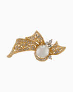 `Shooka Gold-Tone Pearl & Crystal Ribbon Brooch