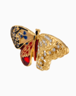 `Asymmetric Butterfly Brooch with Enamel & Crystals
